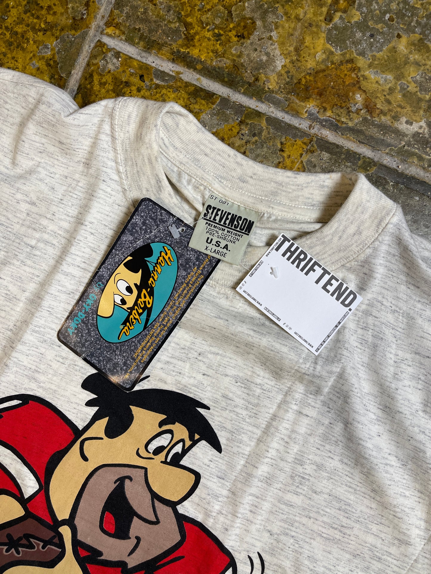 The Flintstones Football Fred T-Shirt White Gray 1993 - XL
