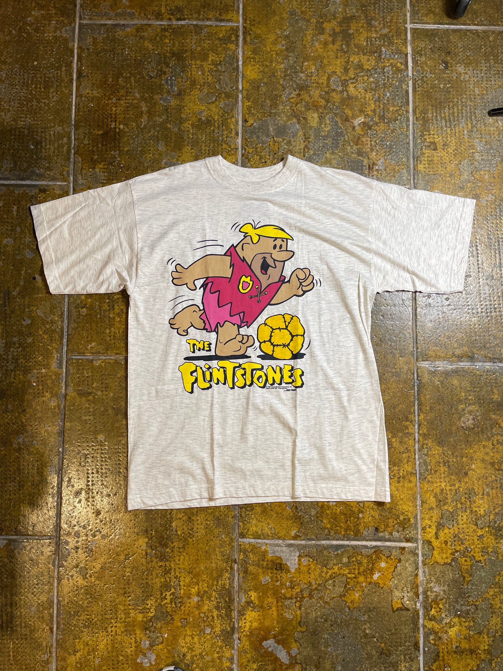 The Flintstones T-Shirt Football 1993 White Gray - XL