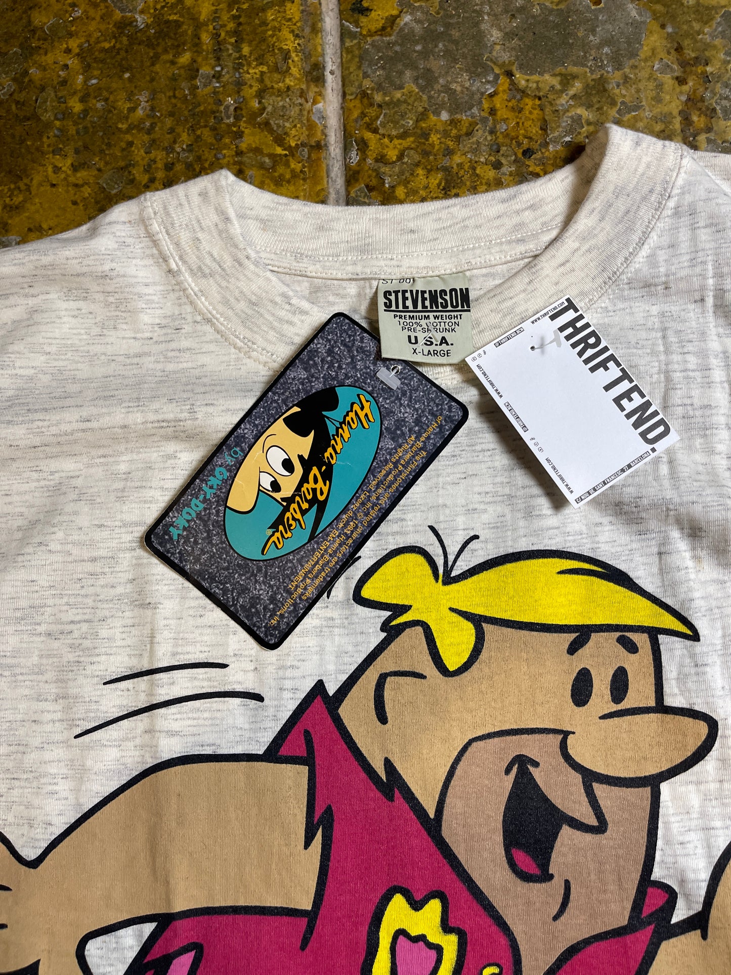 The Flintstones T-Shirt Football 1993 White Gray - XL