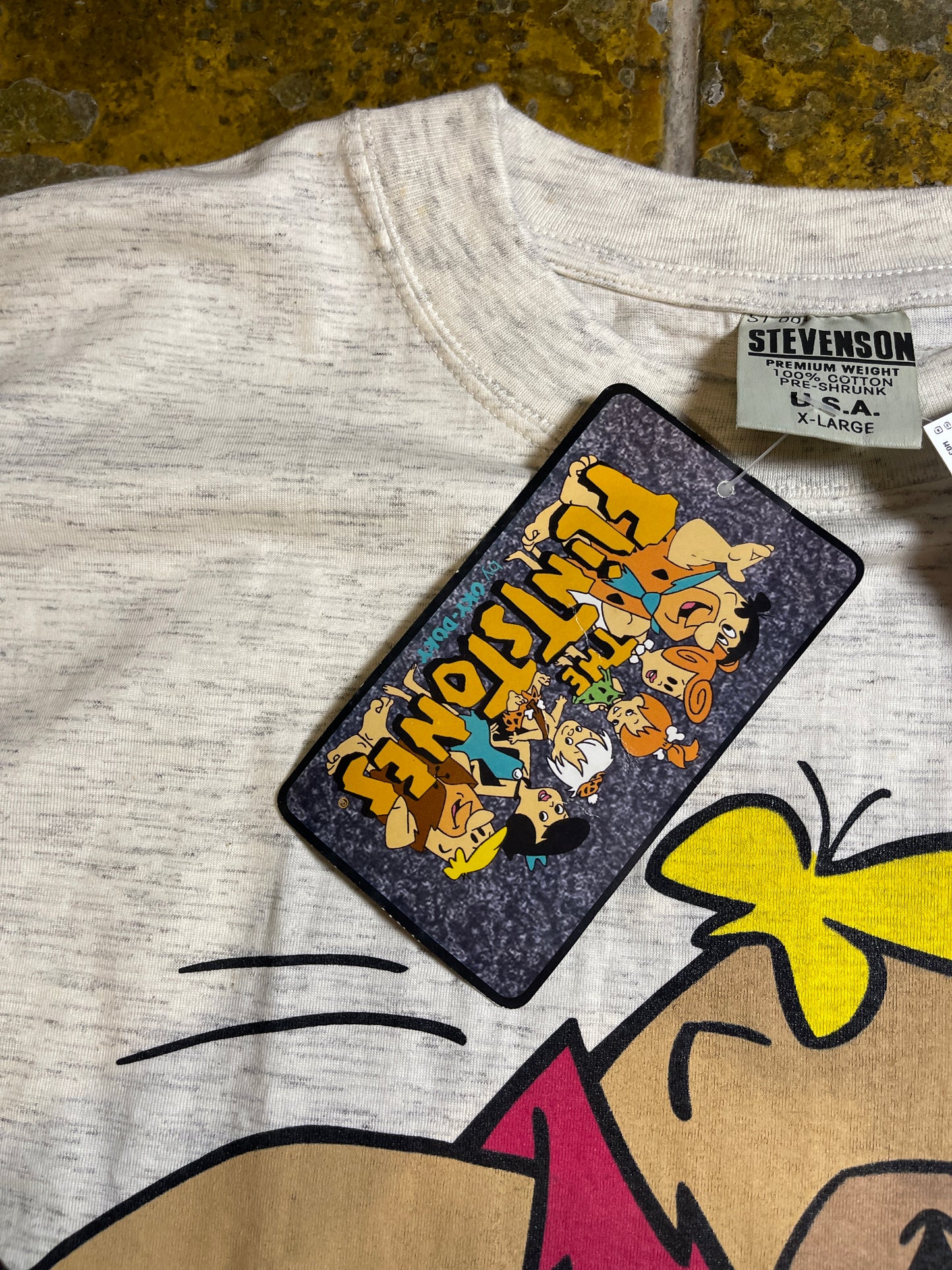 The Flintstones T-Shirt Football 1993 White Gray - XL