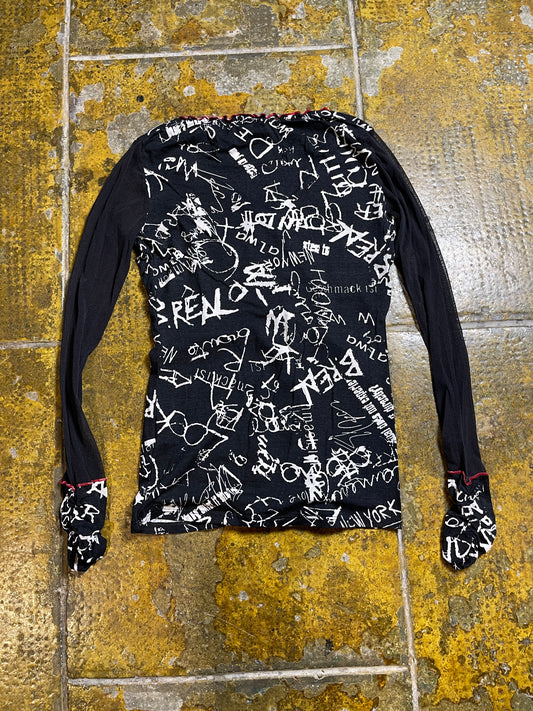 Patrice Breal Long Sleeve Top Black White 2000s y2k - S