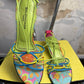 2000s Balenciaga Psychedelic Floral Ankle-Tie Stiletto Kitten Heels Sandals Spring/Summer 2008