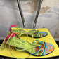 2000s Balenciaga Psychedelic Floral Ankle-Tie Stiletto Kitten Heels Sandals Spring/Summer 2008