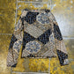 Phildar Long Sleeve See Through Top Black Beige 2000s y2k - S