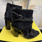 Y2k Diesel Black Gold Vivien Cutout Bootie Sandal Black - 35