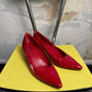 Early 2000s Celine Pointed Patent Kitten Heels Side-Bow Strap Red - 36