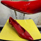 Early 2000s Celine Pointed Patent Kitten Heels Side-Bow Strap Red - 36