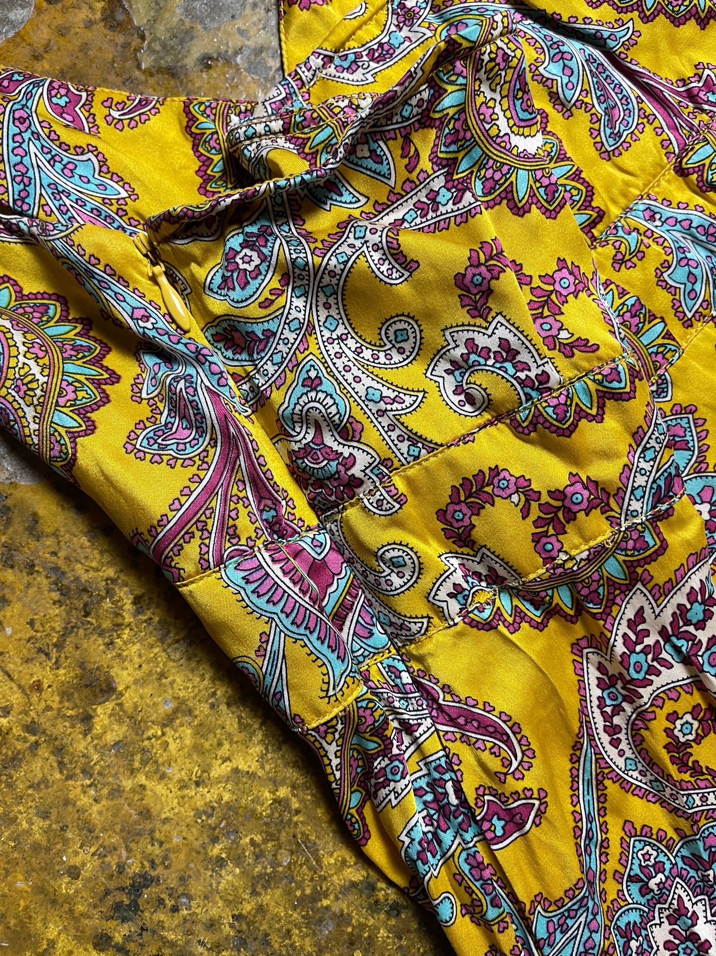 Lanidor SLeeveless Silk Summer Dress Yellow Purple - XS