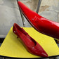 Early 2000s Celine Pointed Patent Kitten Heels Side-Bow Strap Red - 36