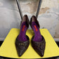 Y2k Carolina Herrera Pebble Leather Equestrian Buckle D'Orsay Pumps Brown - 38