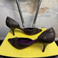 Y2k Carolina Herrera Pebble Leather Equestrian Buckle D'Orsay Pumps Brown - 38