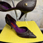 Y2k Carolina Herrera Pebble Leather Equestrian Buckle D'Orsay Pumps Brown - 38