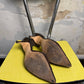 Y2k Carolina Herrera Pebble Leather Equestrian Buckle D'Orsay Pumps Brown - 38