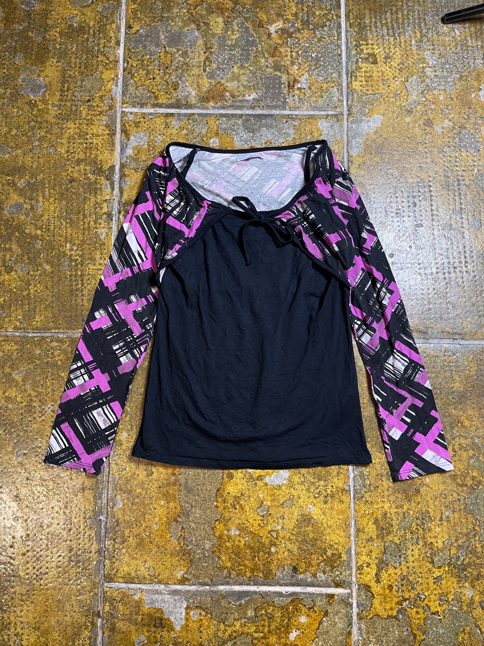 Patrice Breal Long Sleeve Top Black Purple 2000s y2k - S