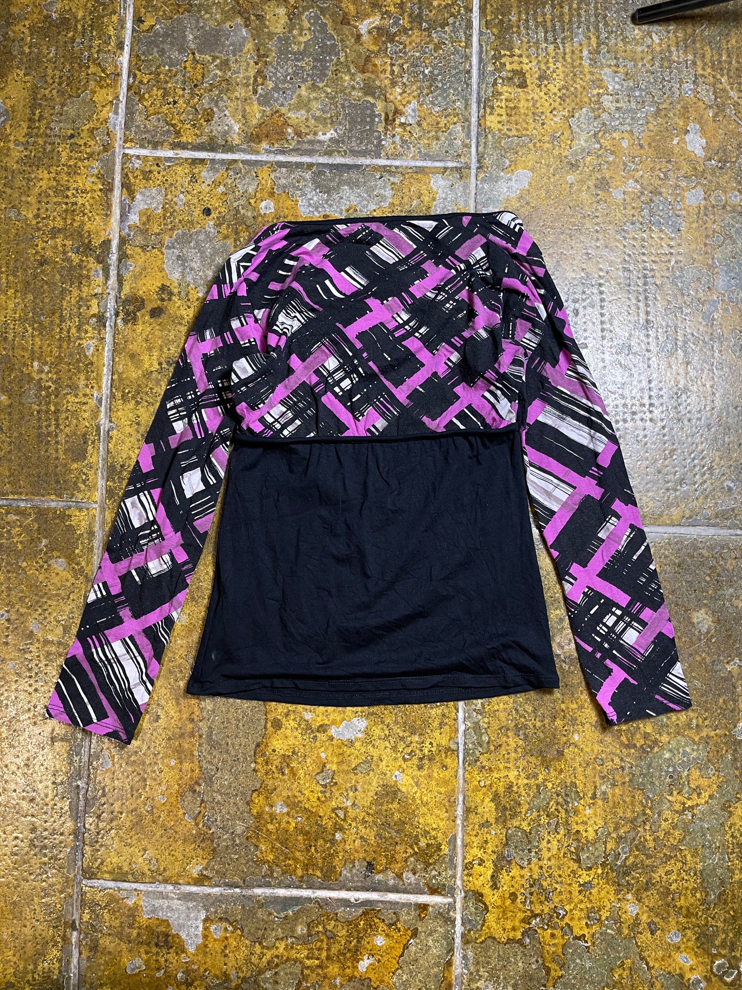 Patrice Breal Long Sleeve Top Black Purple 2000s y2k - S