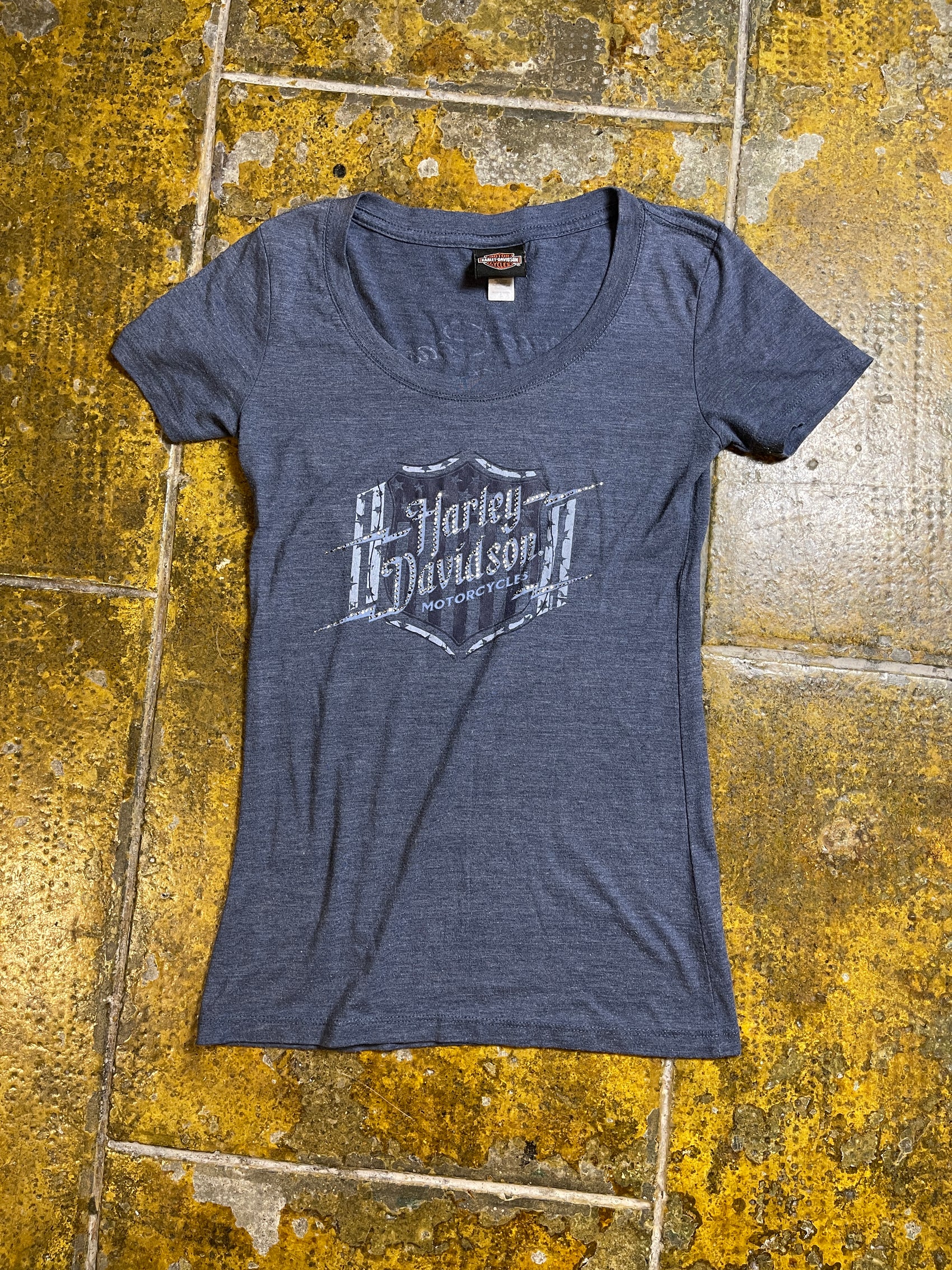 Harley Davidson Short Sleeve Top Palm Bay Blue 2011 - S