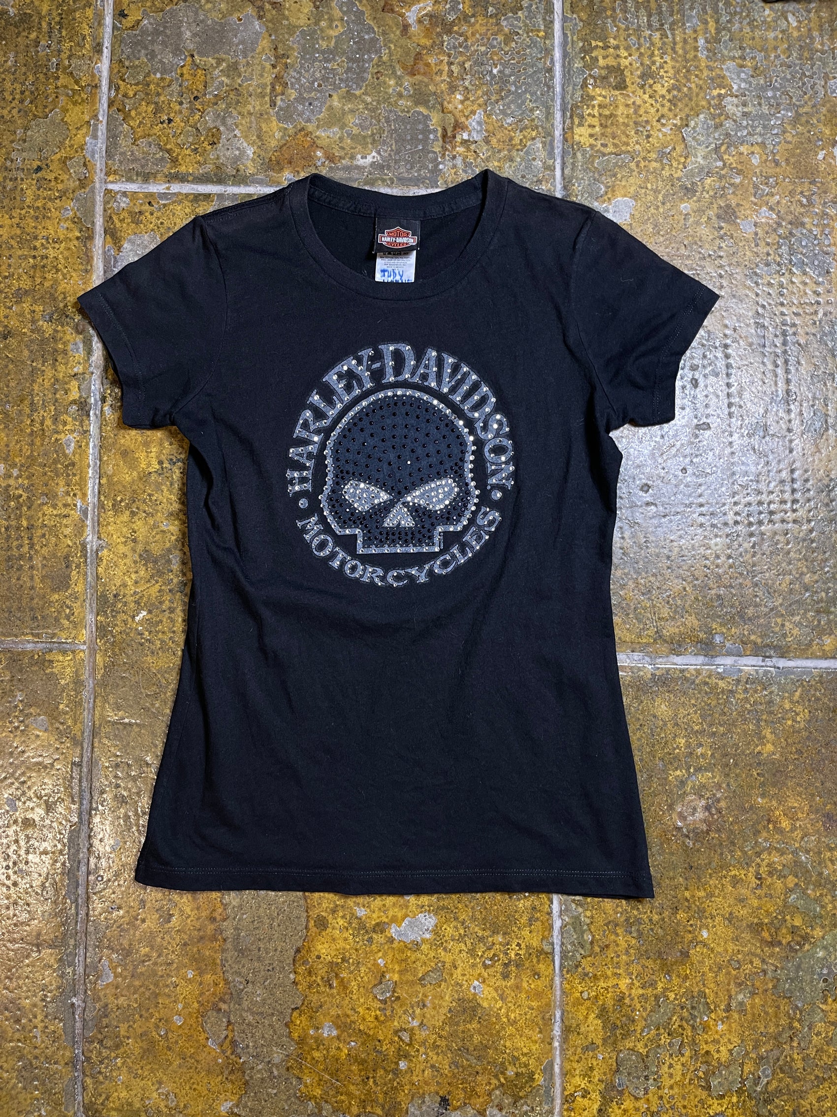 Harley Davidson Short Sleeve Top Skull Diamonds 2012 Black - S