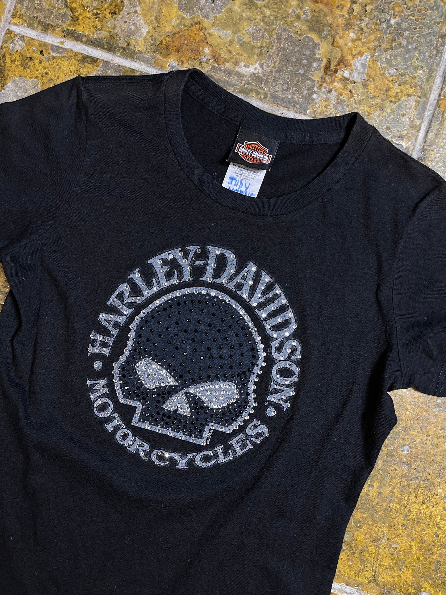 Harley Davidson Short Sleeve Top Skull Diamonds 2012 Black - S