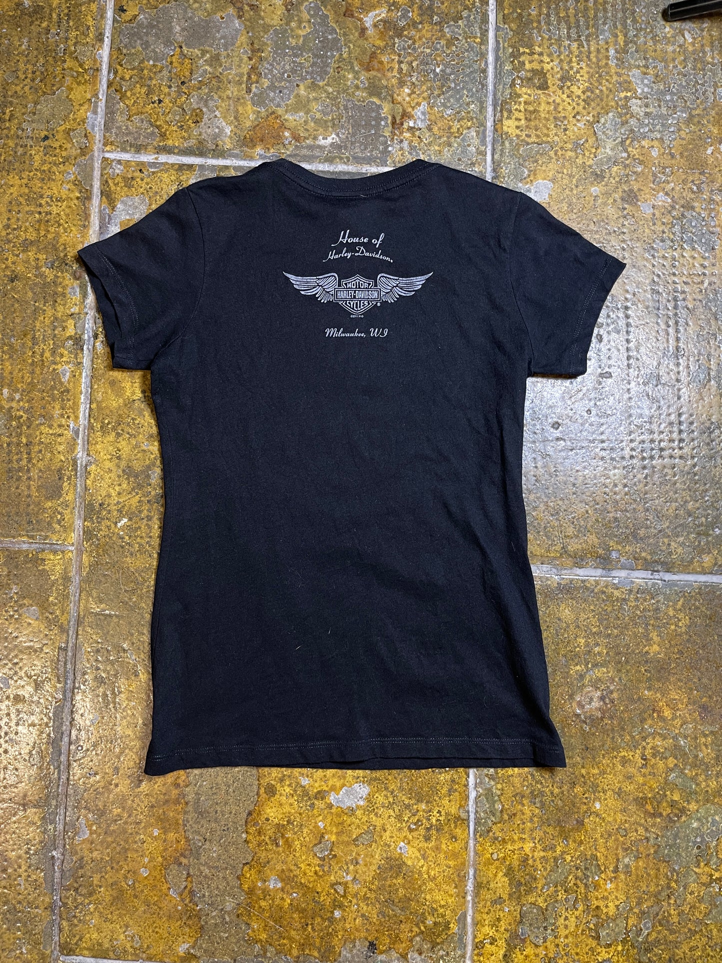 Harley Davidson Short Sleeve Top Skull Diamonds 2012 Black - S