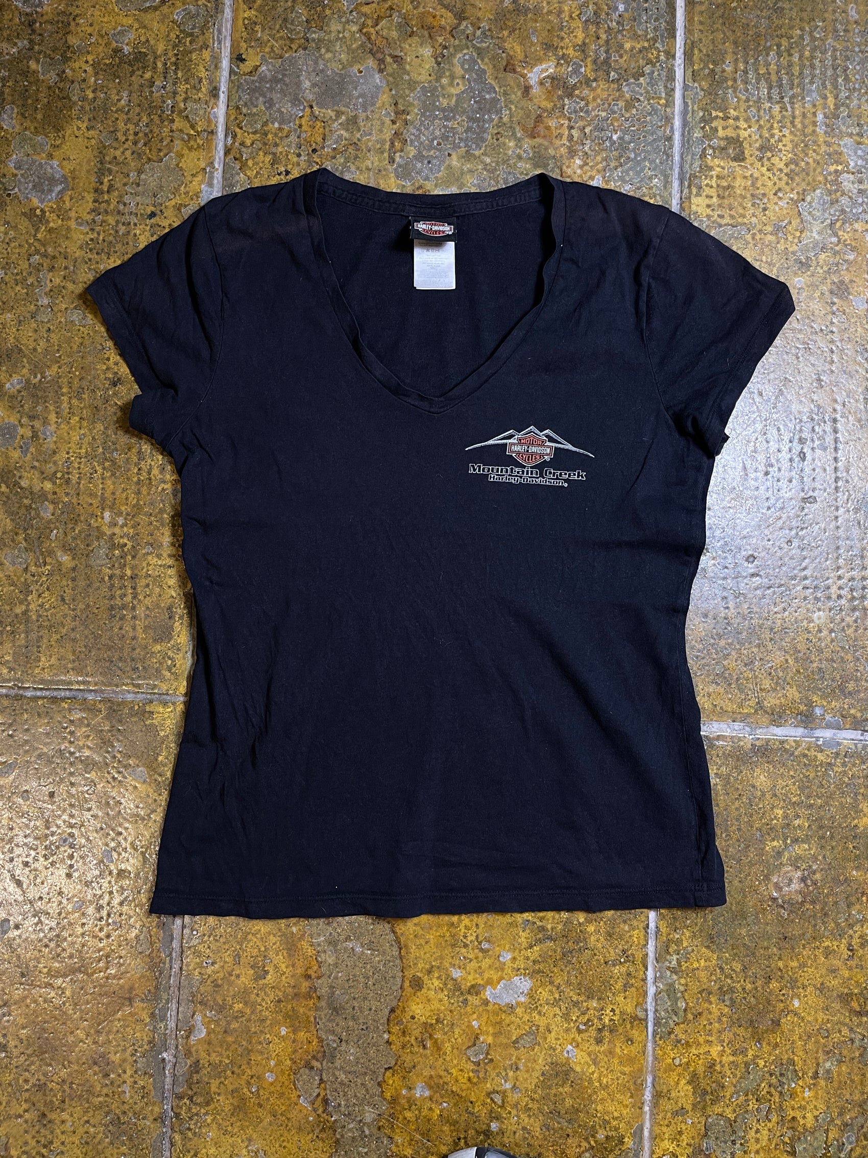 Harley Davidson Short Sleeve Top Black 2000s y2k - L
