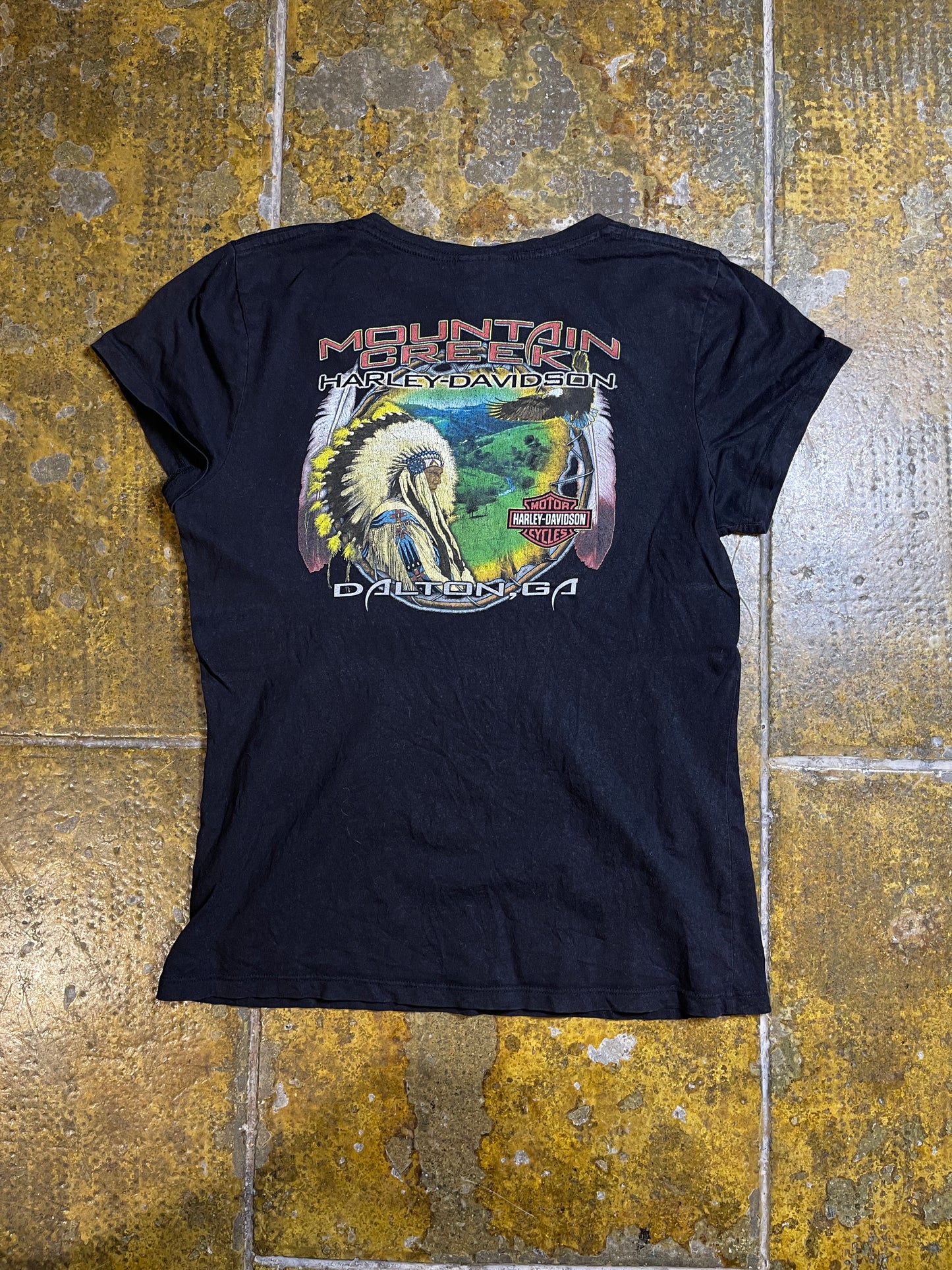 Harley Davidson Short Sleeve Top Black 2000s y2k - L