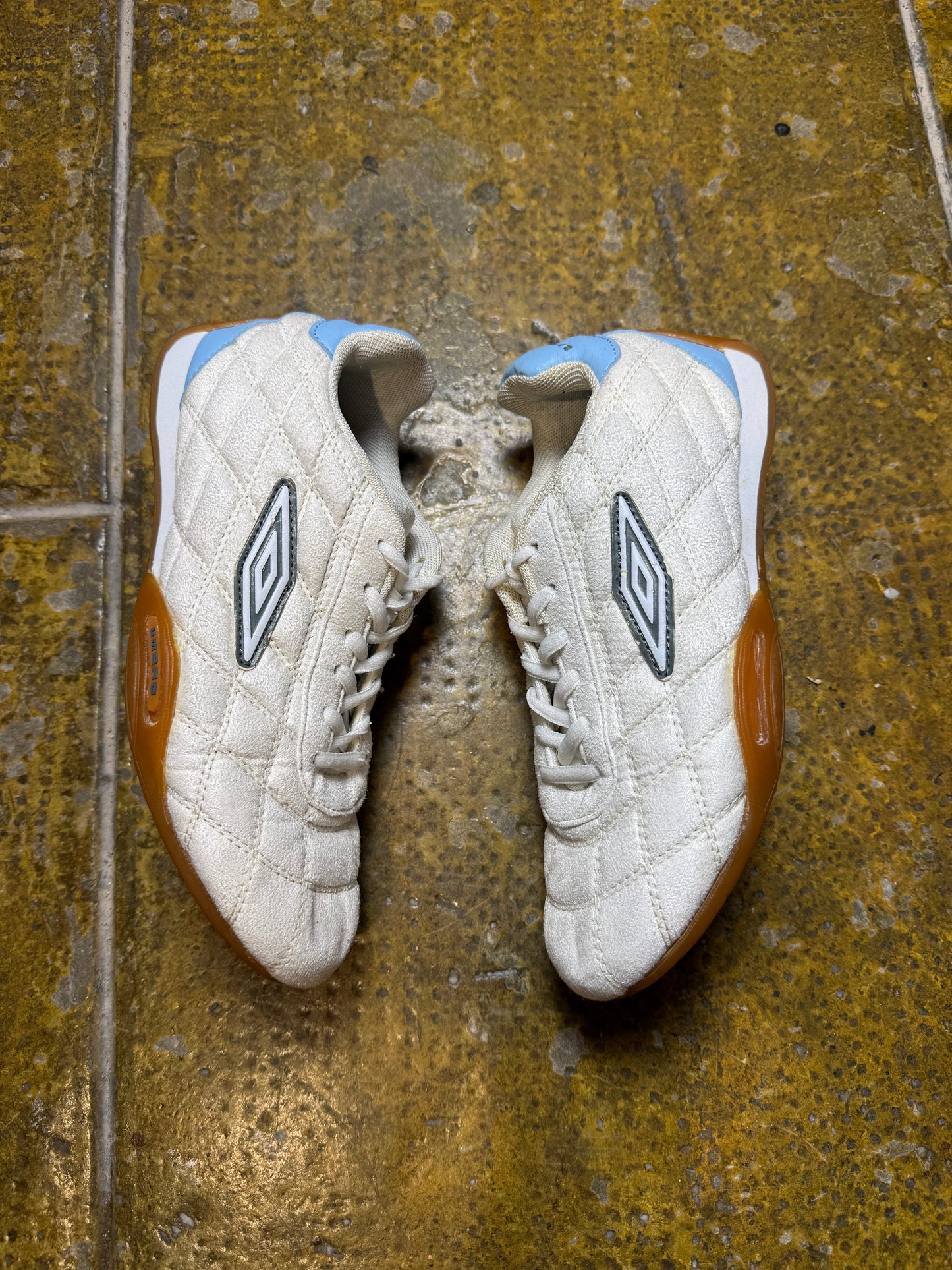 Y2k Umbro Speciali Eternal Club IC Cushion Pattern White and Baby Blue Sneakers - 39