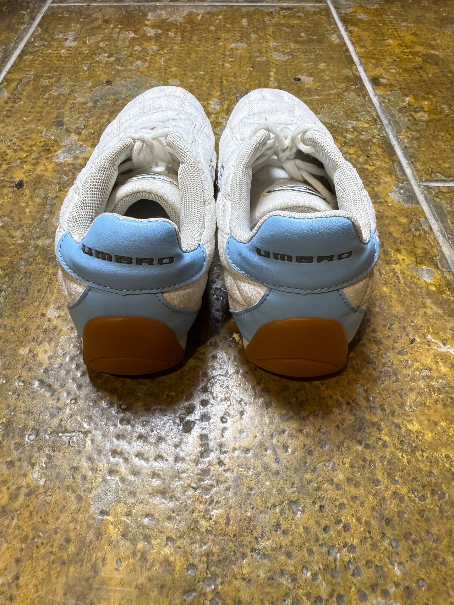 Y2k Umbro Speciali Eternal Club IC Cushion Pattern White and Baby Blue Sneakers - 39
