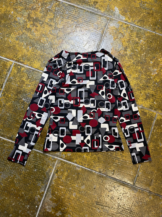 La City Long Sleeve Top Black Red 2000s y2k - M