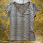Morgan Short Sleeve Top Beige Black 2000s y2k - XS