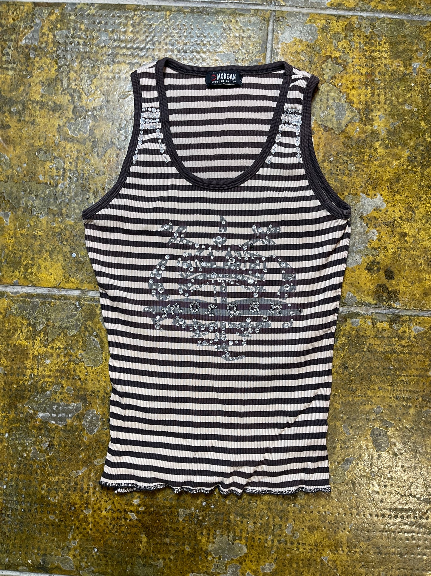 Morgan Sleeveless Top Beige Brown Diamonds 2000s y2k - S