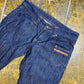 Adolfo Dominguez Flared Low Waist Denim Pants Blue 2000s y2k Blue - L