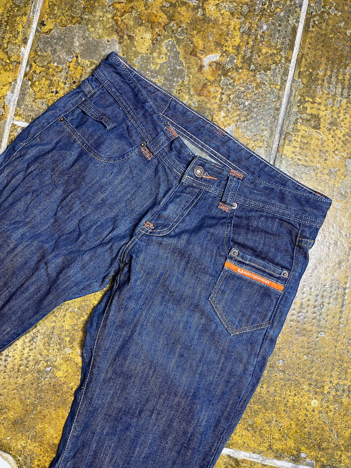 Adolfo Dominguez Flared Low Waist Denim Pants Blue 2000s y2k Blue - L