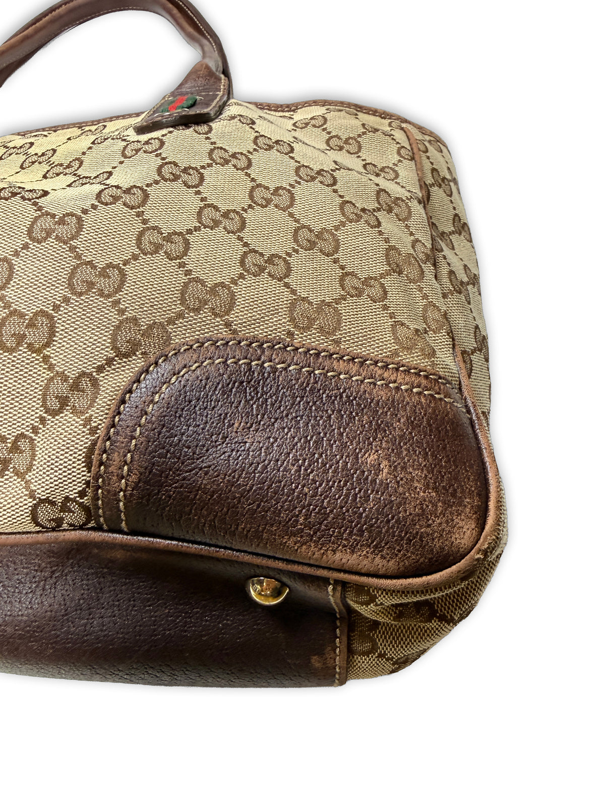 2000s Gucci Princy Tote Bag in GG Monogram Canvas with Web Bow Detail Medium