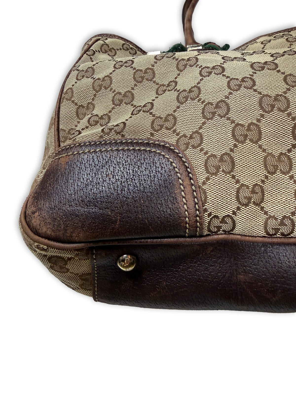 2000s Gucci Princy Tote Bag in GG Monogram Canvas with Web Bow Detail Medium