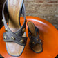 Y2k Louis Vuitton Canvas Studded Cross Strap Wedge Sandals Brown - EU38 1/2