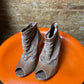 Y2k Carolina Herrera Taupe Leather & Suede Slouchy Peep-Toe Ankle Boots Brown - EU38