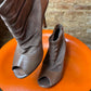 Y2k Carolina Herrera Taupe Leather & Suede Slouchy Peep-Toe Ankle Boots Brown - EU38
