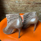 Y2k Carolina Herrera Taupe Leather & Suede Slouchy Peep-Toe Ankle Boots Brown - EU38