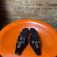 2000s Archive Prada Pointed-Toe Grommet Mule Kitten Heels Black Gold - EU35 1/2