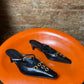 2000s Archive Prada Pointed-Toe Grommet Mule Kitten Heels Black Gold - EU35 1/2