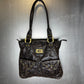 Guess Monogram Vegan Leather Shoulder Bag Brown 2000s y2k