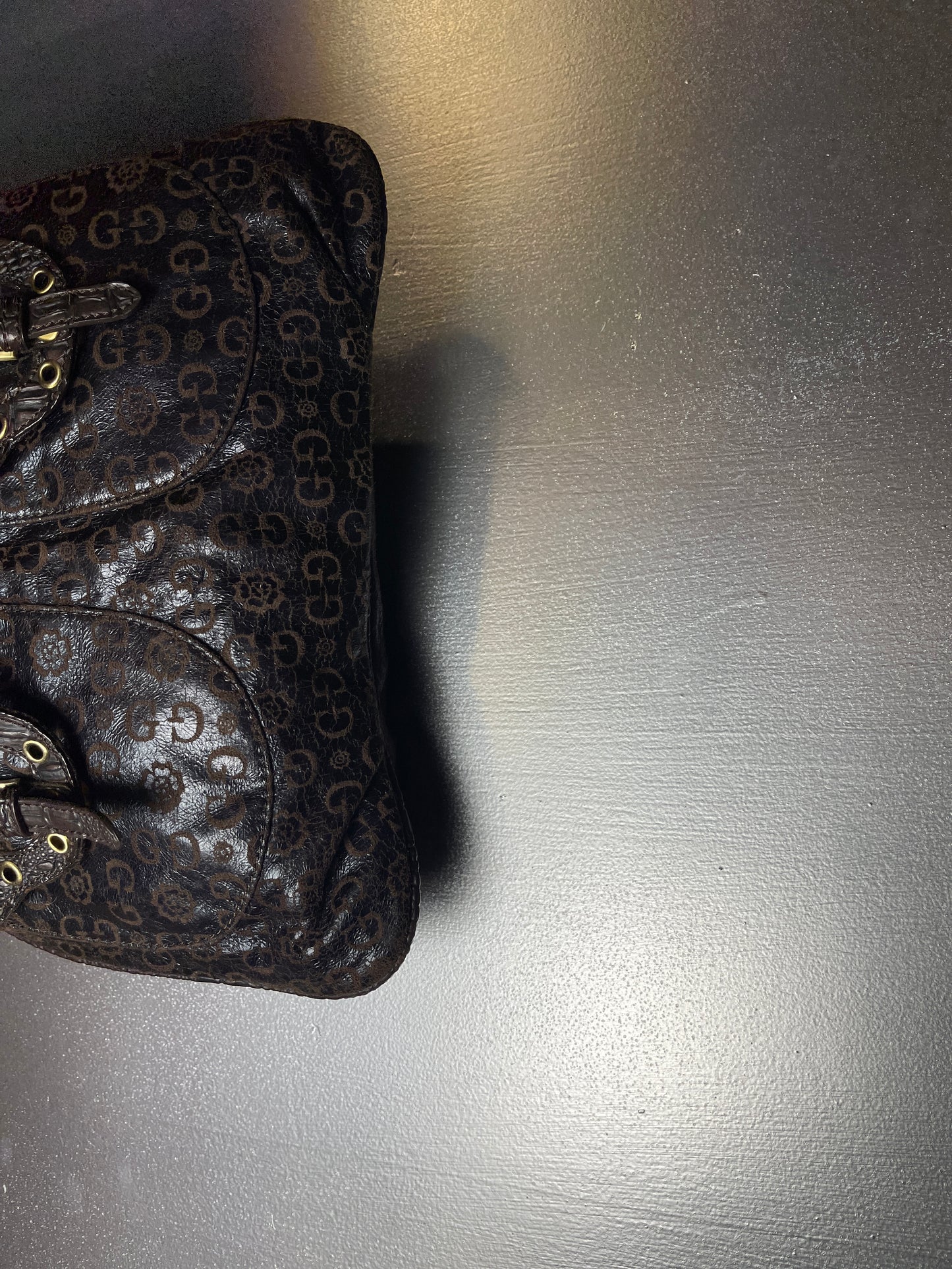 Guess Monogram Vegan Leather Shoulder Bag Brown 2000s y2k