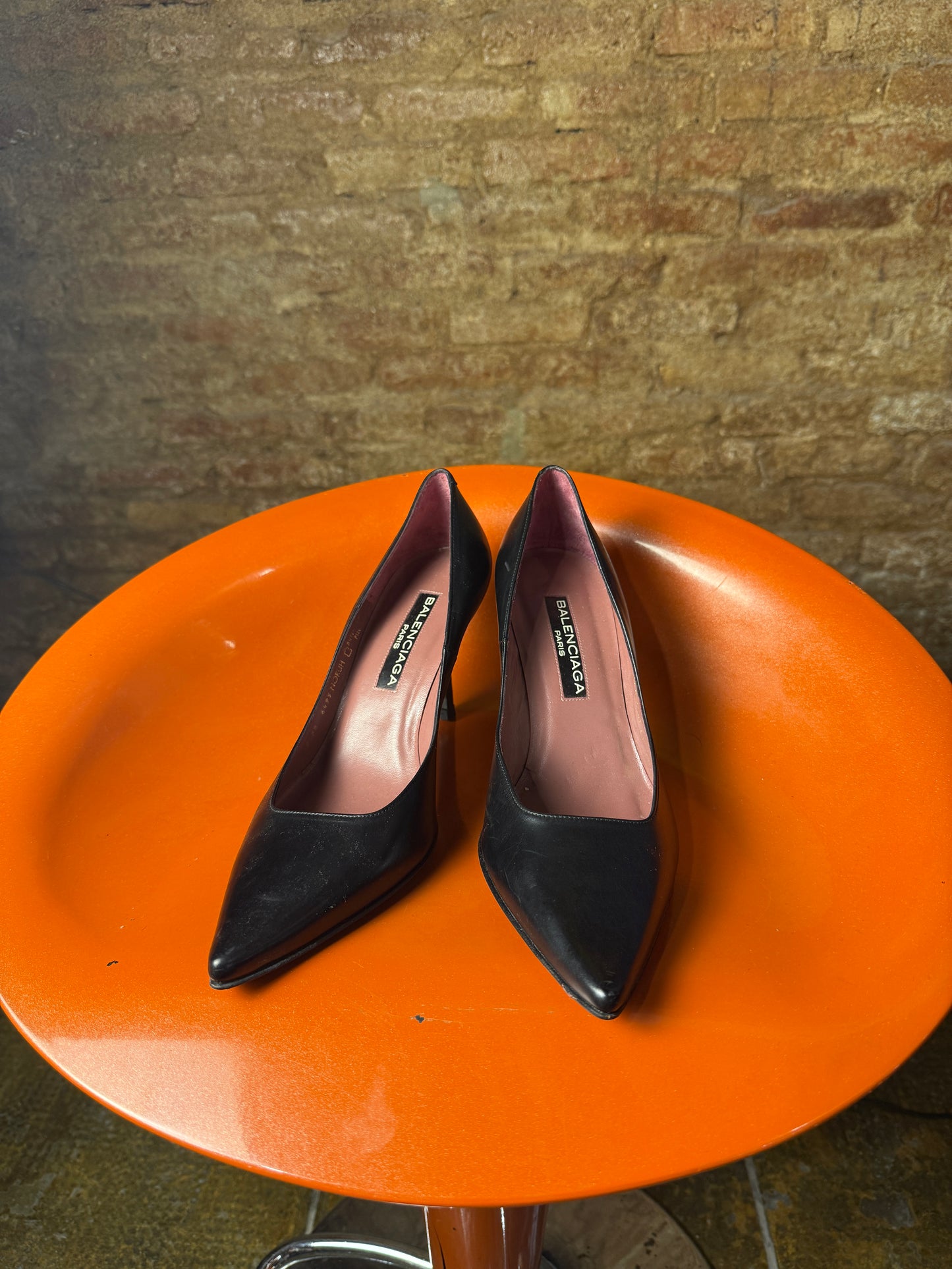 Vintage 2000s Balenciaga Pointed-Toe Leather Pumps Black - EU38
