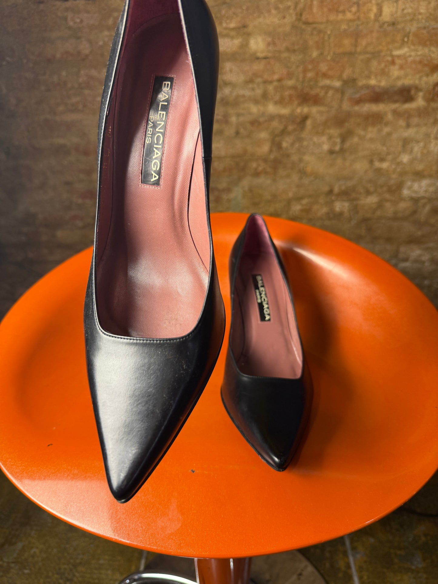 Vintage 2000s Balenciaga Pointed-Toe Leather Pumps Black - EU38