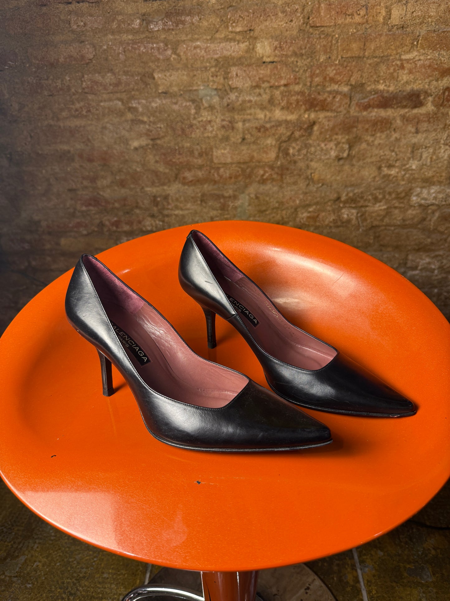 Vintage 2000s Balenciaga Pointed-Toe Leather Pumps Black - EU38