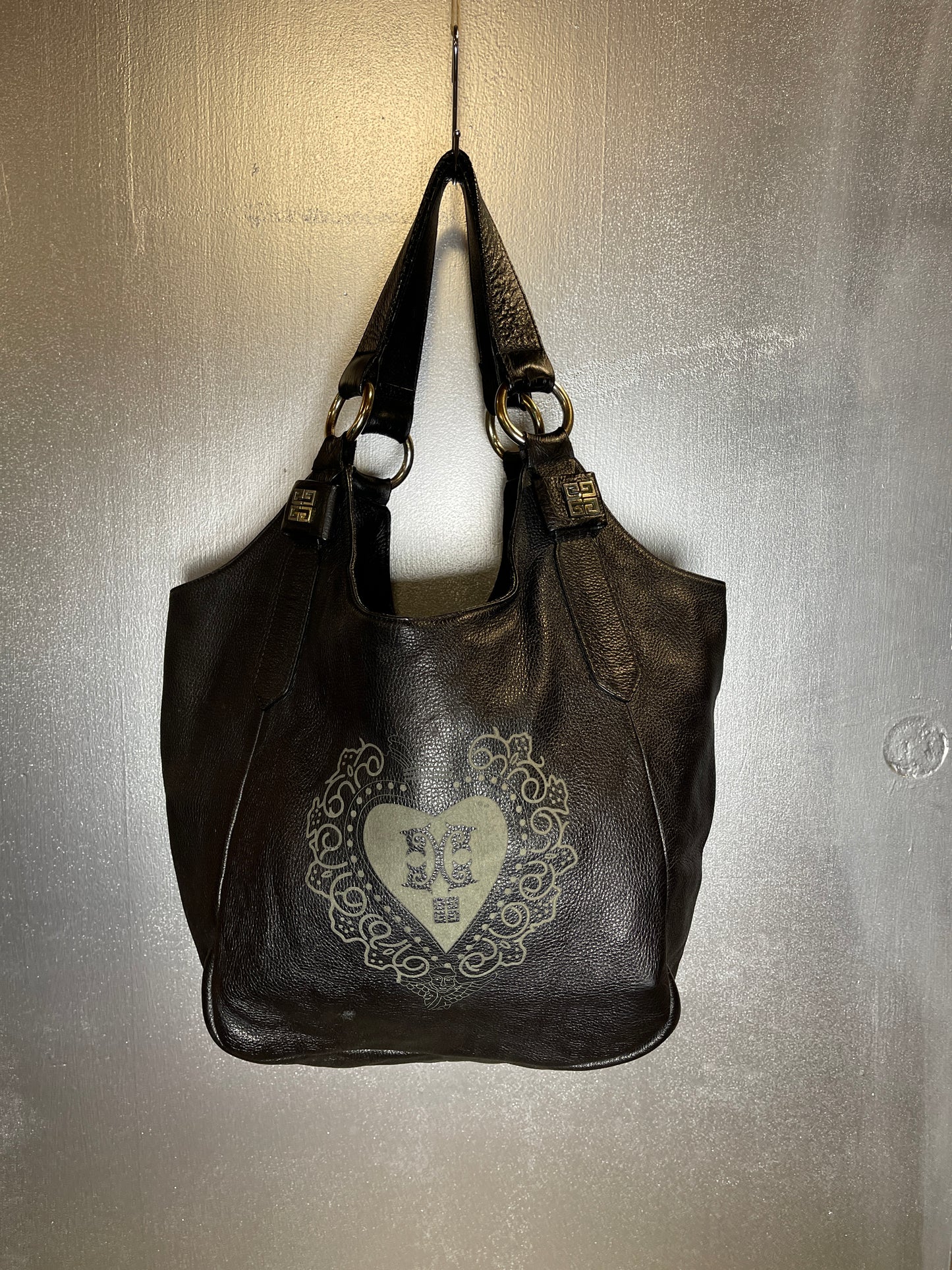Givenchy Leather Hobo 4G Shoulder Bag Black