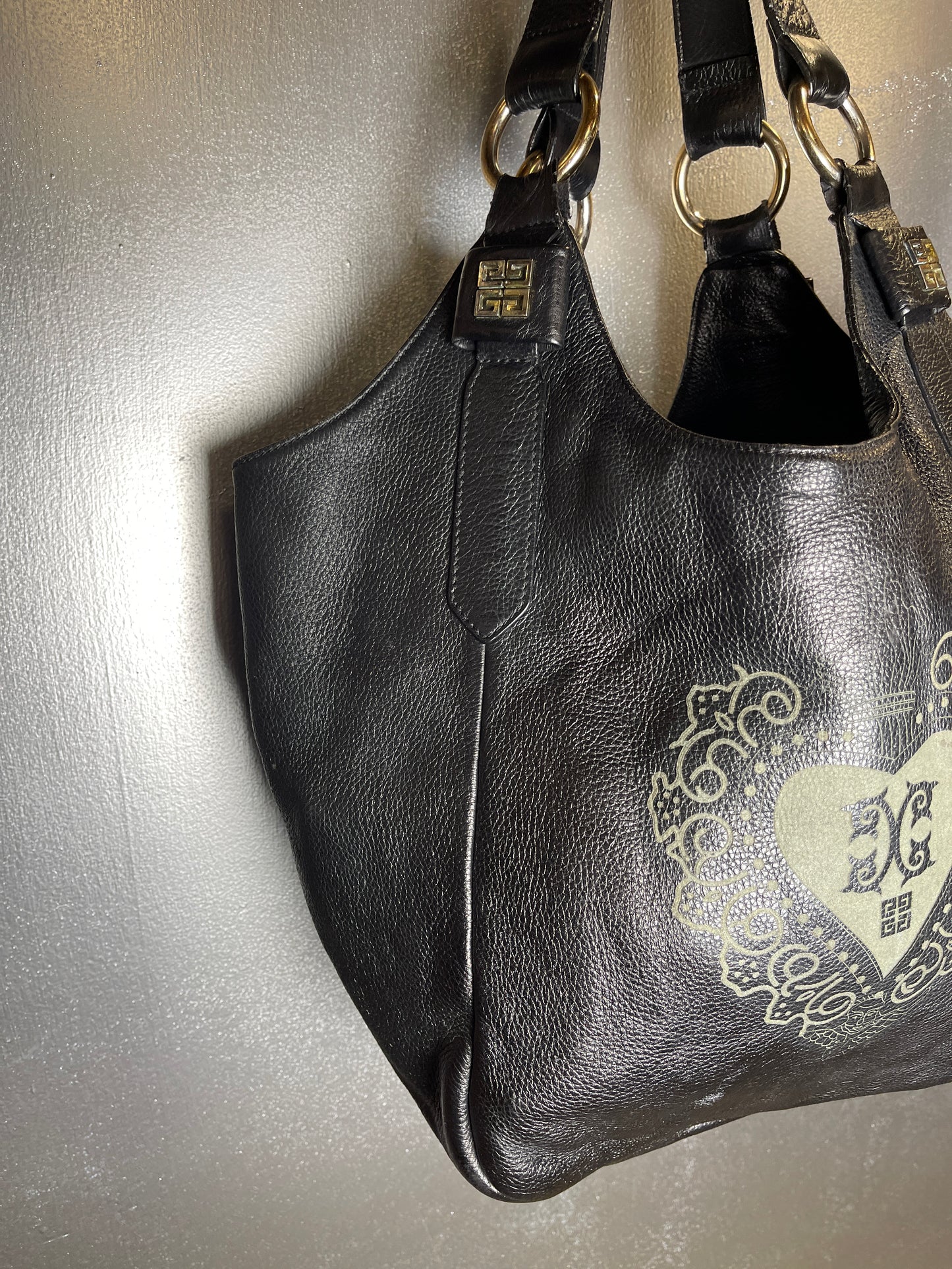 Givenchy Leather Hobo 4G Shoulder Bag Black