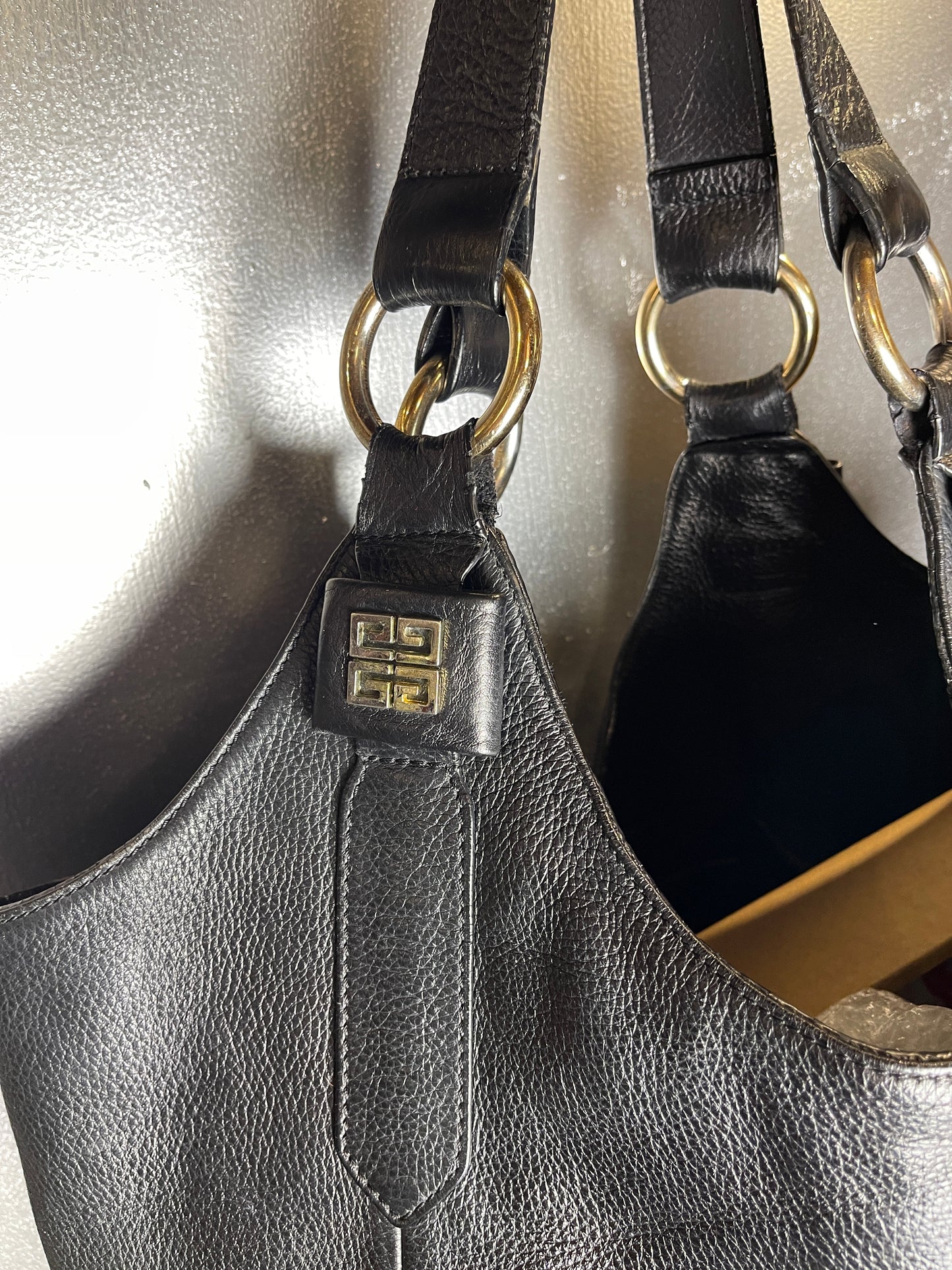 Givenchy Leather Hobo 4G Shoulder Bag Black