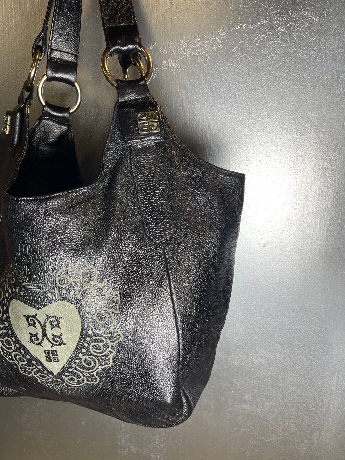 Givenchy Leather Hobo 4G Shoulder Bag Black