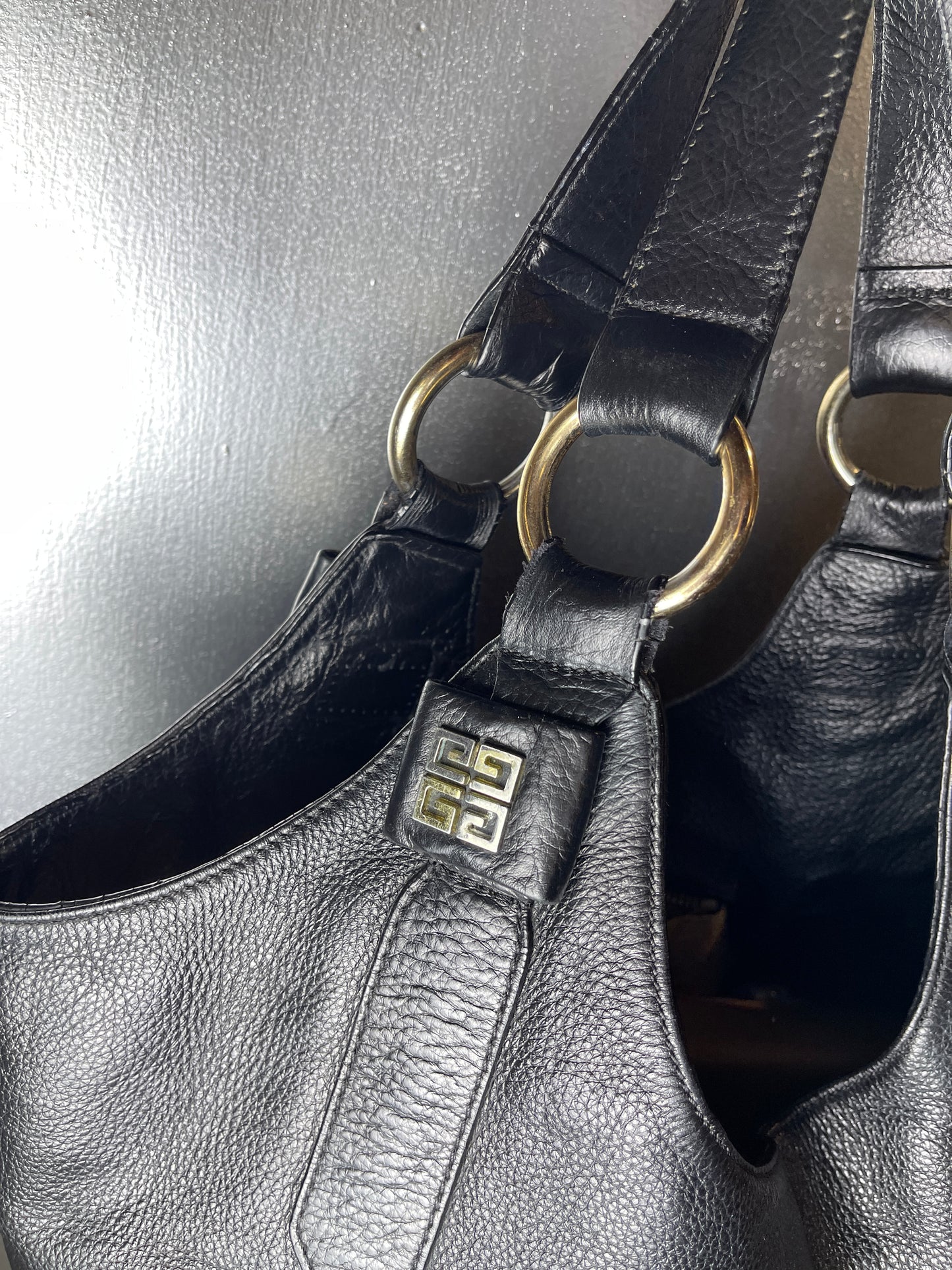 Givenchy Leather Hobo 4G Shoulder Bag Black
